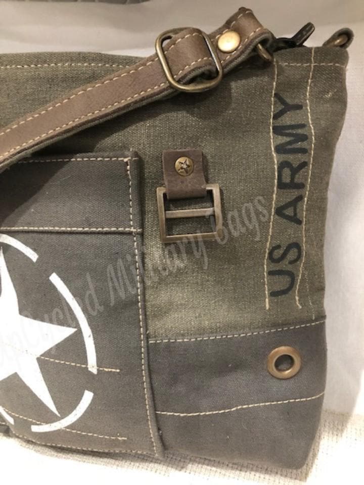 US Army Repurposed and Sustainable Military Canvas Crossbody Bag