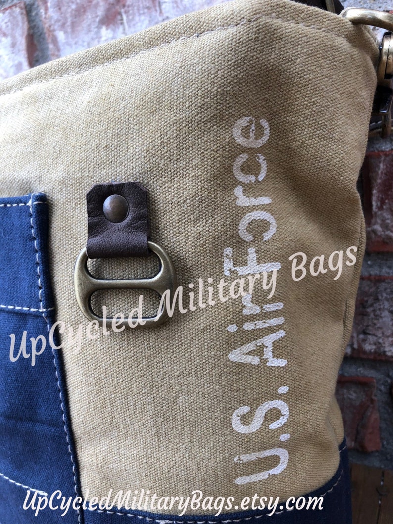 US Air Force Repurposed Military Canvas Crossbody Bag UpCycled Military Tent Canvas Air Force Mom Air Force Wife Air Force Purse Great Gift image 2