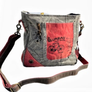 Bolso bandolera de lona militar reciclada: Columbia Vintage Bike Design