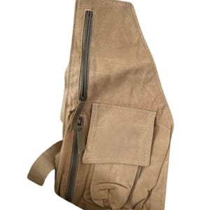 Sling Bag Men & Women Crossover crafted of Sustainable Repurposed and Upcycled Military Canvas Crossbody Free Shipping too!