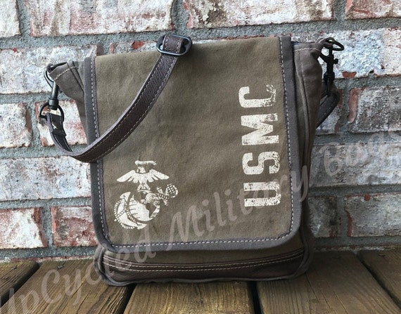 USMC MARINE Repurposed Military Canvas Crossbody Messenger Upcycled Bag of Recycled Military Tent Tarp Canvas Recycled Purse Shoulder Bag Etsy UK