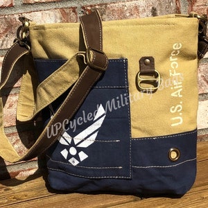 US Air Force Repurposed Military Canvas Crossbody Bag UpCycled Military Tent Canvas Air Force Mom Air Force Wife Air Force Purse Great Gift image 4