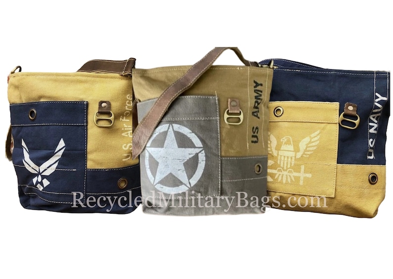 US Air Force Repurposed Military Canvas Crossbody Bag UpCycled Military Tent Canvas Air Force Mom Air Force Wife Air Force Purse Great Gift image 10