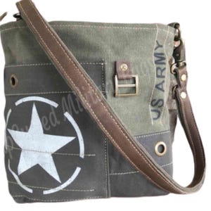 US Army Repurposed and Sustainable Military Canvas Crossbody Bag