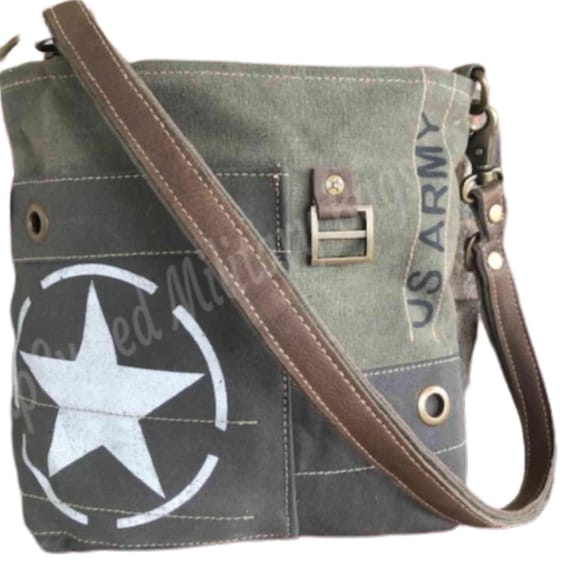 US Army Repurposed Military Canvas Crossbody Should Bag Purse Recycled Military Tent Canvas ARMY Veteran Wife Army Mom Perfect Gift for Her Etsy