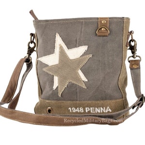 Sac à bandoulière en toile militaire recyclée et durable deux étoiles