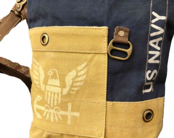 Navy UpCycled Military Canvas Crossbody Repurposed Military Tent Bag NAVY Purse Navy Wife Navy Mom Military Canvas Bag Navy Proud Great Gift