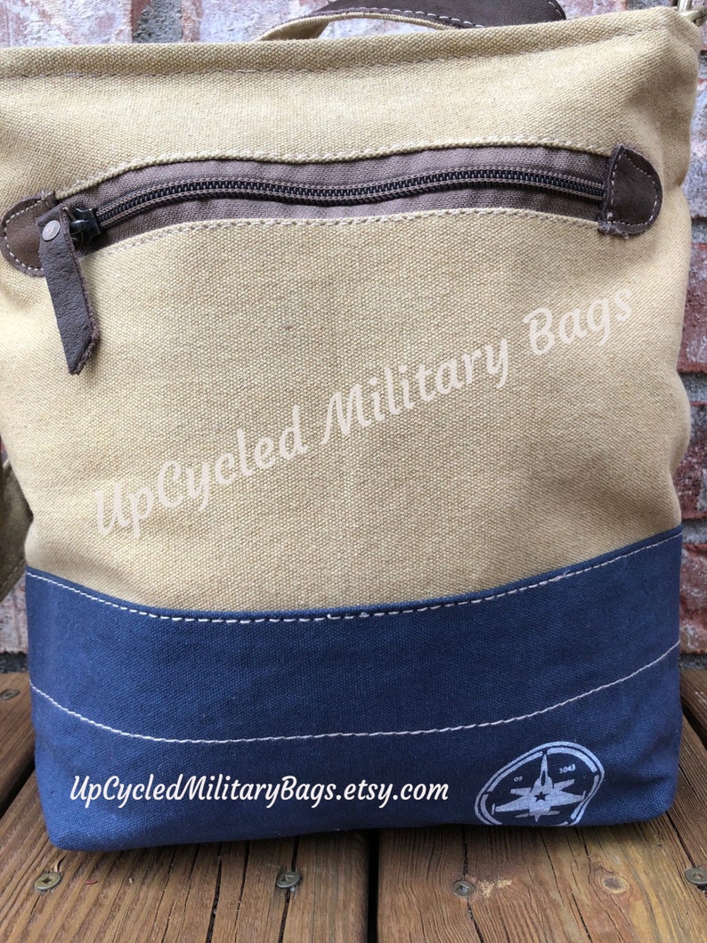 US Air Force Repurposed Military Canvas Crossbody Bag UpCycled Military Tent Canvas Air Force Mom Air Force Wife Air Force Purse Great Gift image 3