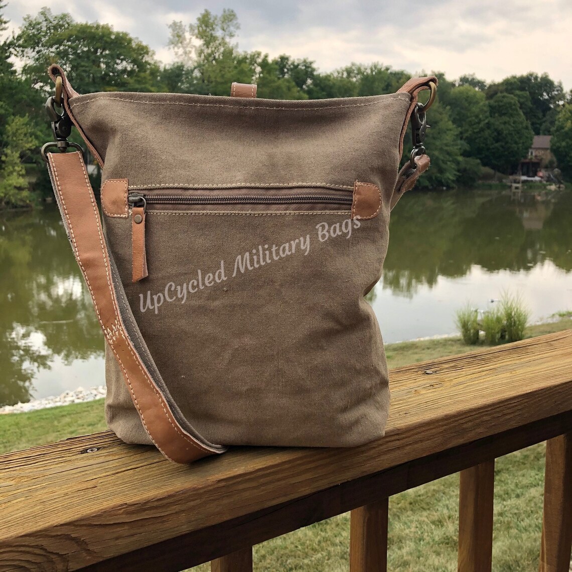 UpCycled Military Bags Canvas and Vegan Leather Crossbody Etsy