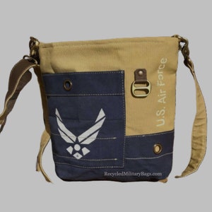 US Air Force Repurposed Military Canvas Crossbody Bag UpCycled Military Tent Canvas Air Force Mom Air Force Wife Air Force Purse Great Gift image 1