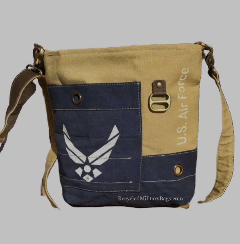 US Air Force Repurposed Military Canvas Crossbody Bag UpCycled Military Tent Canvas Air Force Mom Air Force Wife Air Force Purse Great Gift image 1