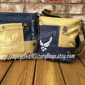 US Air Force Repurposed Military Canvas Crossbody Bag UpCycled Military Tent Canvas Air Force Mom Air Force Wife Air Force Purse Great Gift image 8