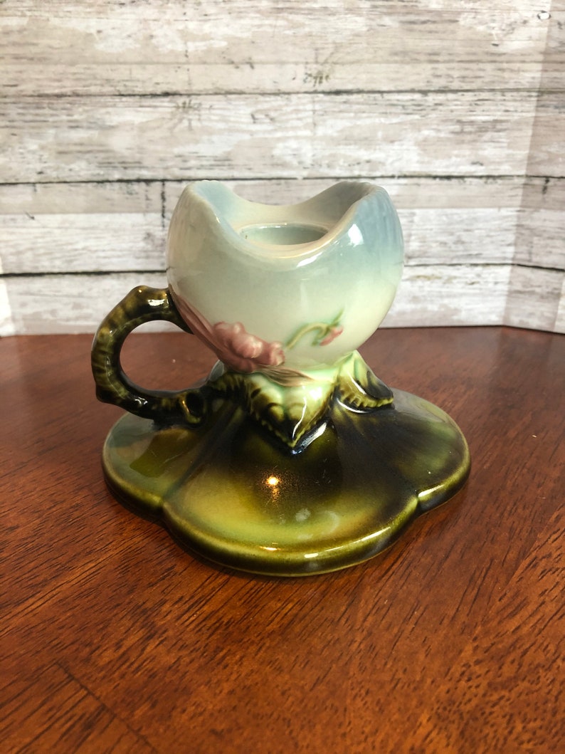 Vintae Hull Woodland Candle Holder Blue & Green Glossy W30 Etsy
