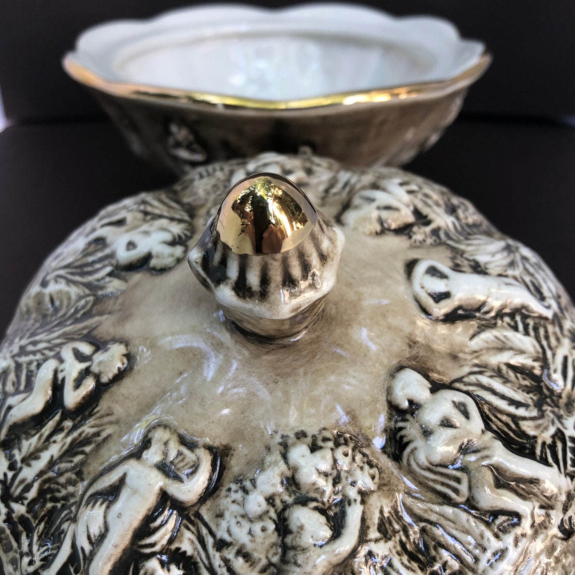 R. Capodimonte Gold Rimmed Candy Dish made in Italy Etsy