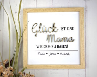 Bilderrahmen beste Mama 3D Schrift Holz Muttertag Geburtstag Weihnachten personalisiert Oma