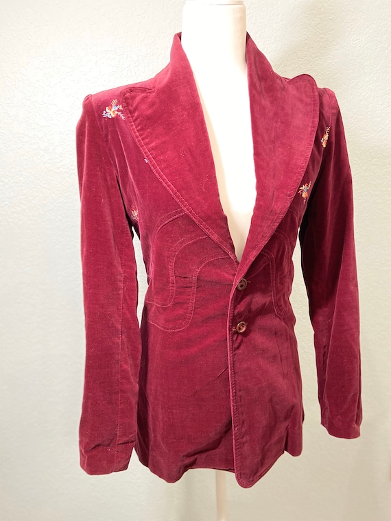 Vintage blazer velvet blazer purple blazer Bojeang