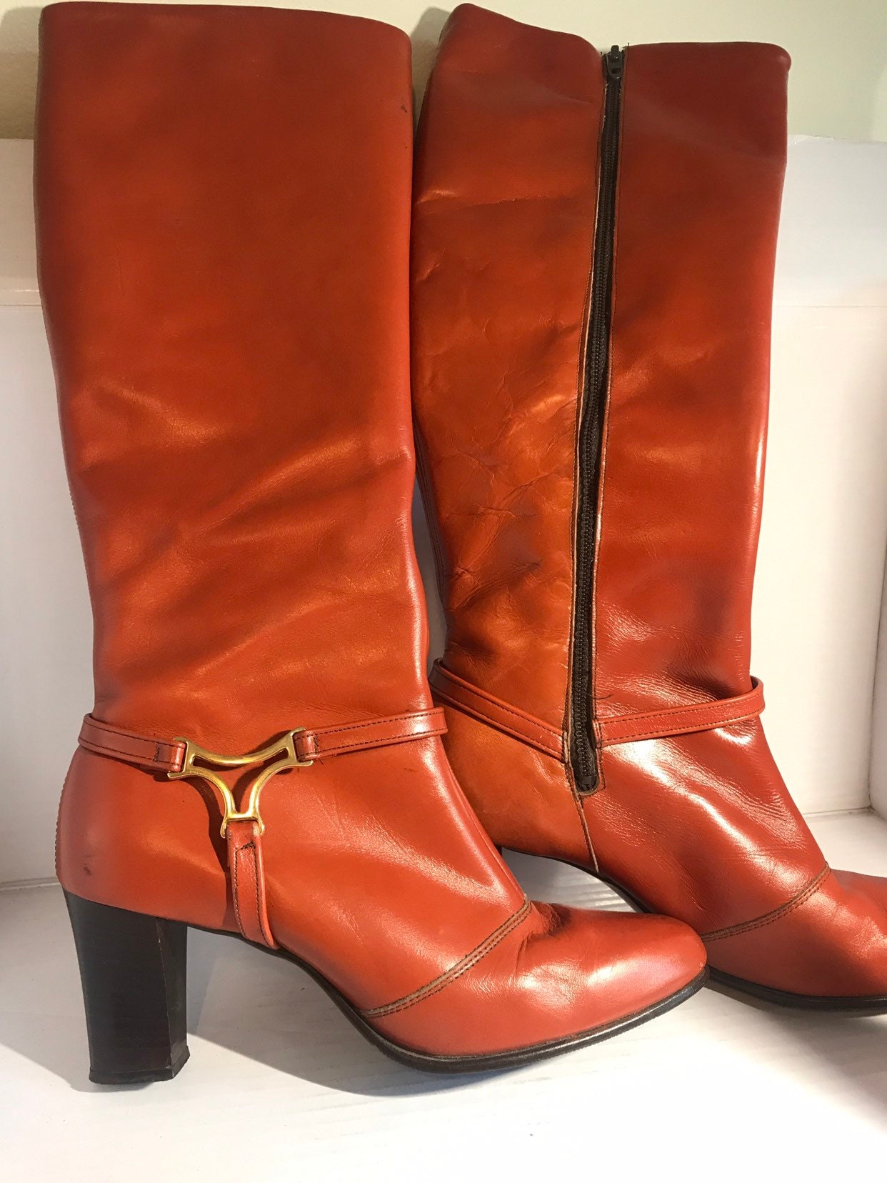 long orange boots