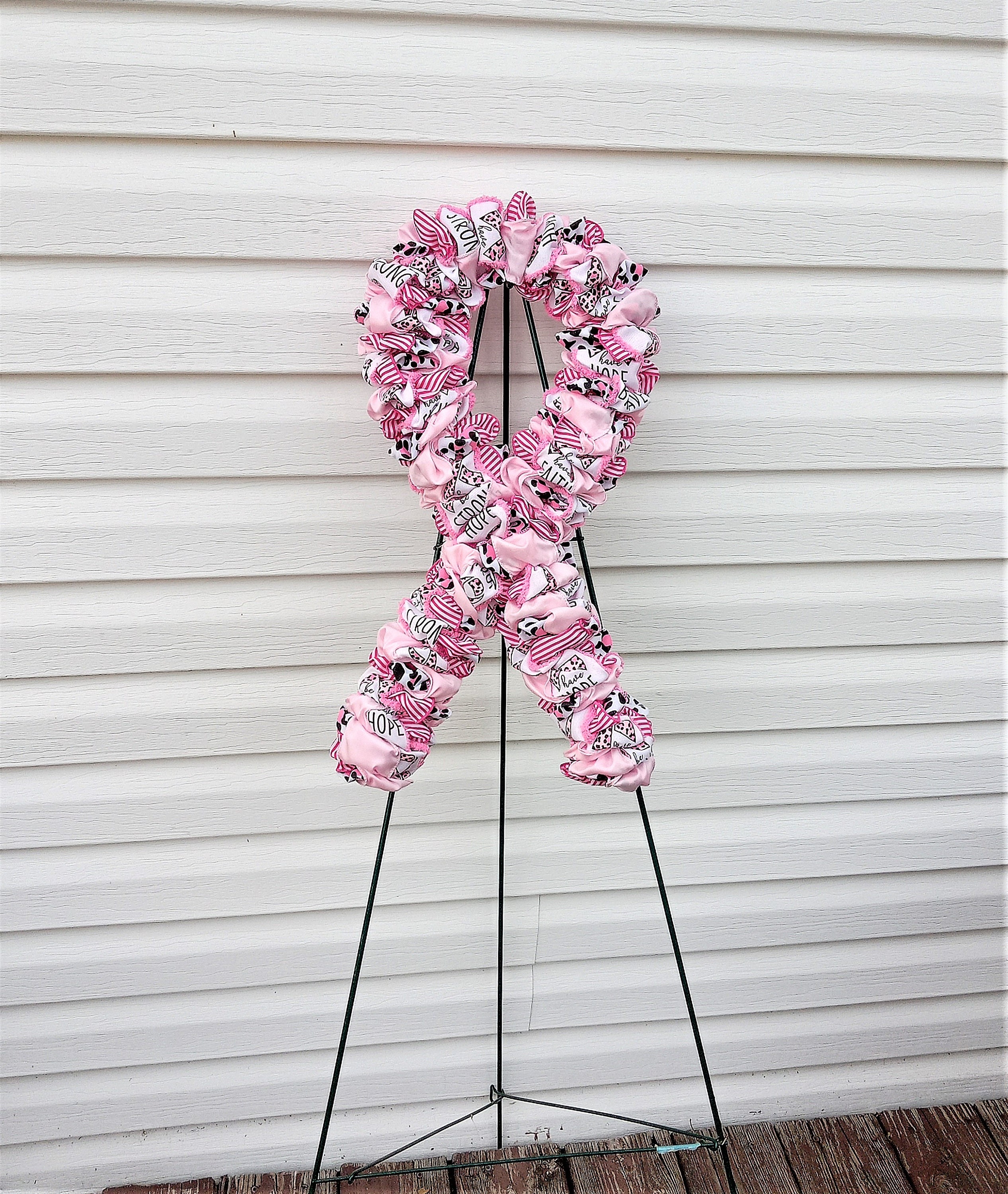 Wire Cancer Ribbon Forms Awareness Ribbon Wreath, Breast Cancer Awareness Wreath, Pick October ...