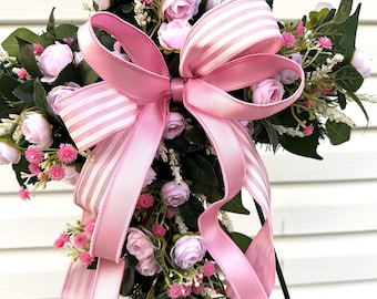Pink Floral Cross, Mother's Day Cross, Front Door Cross, Church, Memorial, Cemetery, Funeral, Everyday Cross