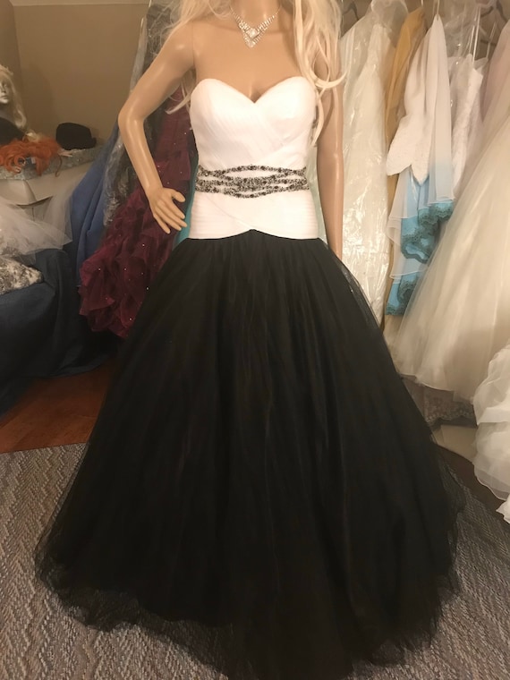 Black and white ball gown