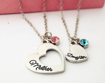 engraved mother daughter necklace