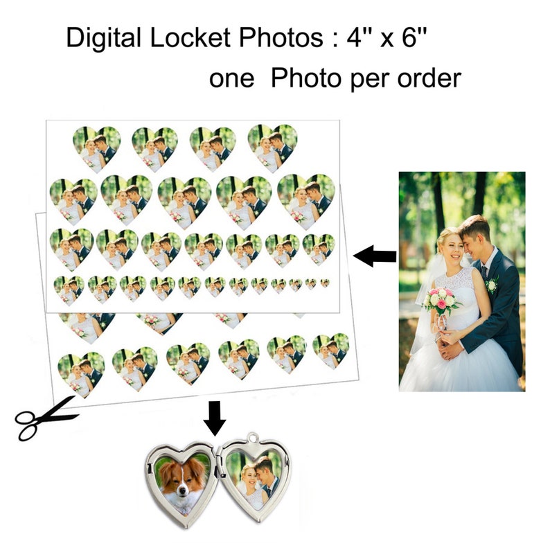 Benutzerdefinierte Digital Photo Print Herzförmige Medaillon Größe Foto Digital Locket Fotodruck Locket Fotodrucke Locket Bilder Bild 9