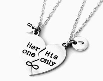 His and her gift, Couples necklace set, his hers necklaces, couple pendant, Broken Heart necklace ,boyfriend girlfriend gift, heart set