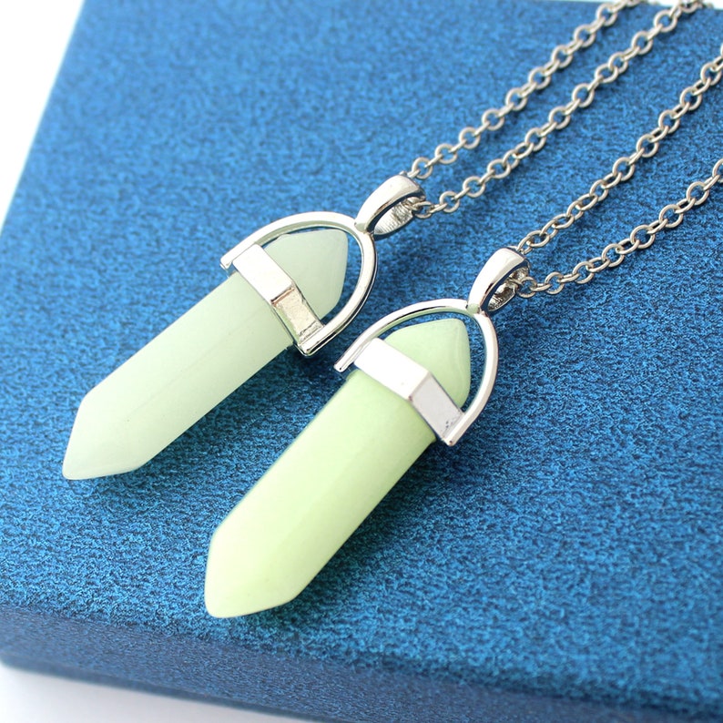Glowing Necklace Glow in the Dark Necklace Glowing Crystal Etsy