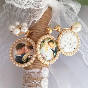 Wedding Bouquet Charms Memorial Photos ,Wedding Bouquet Charm with Photo ,Build a Bouquet Charm, Bride Keepsake ,Custom Photo Memorial Pins image 9