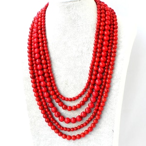 Red Multi-layered turquoise necklace Gift For Women,Turquoise Necklace   Mother daughter necklace