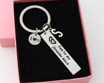 Custom initial Keychain,You are my favorite asshole(bitch) keychain, couple keychain, boyfriend girl gifts, friend gifts, Christmas gifts