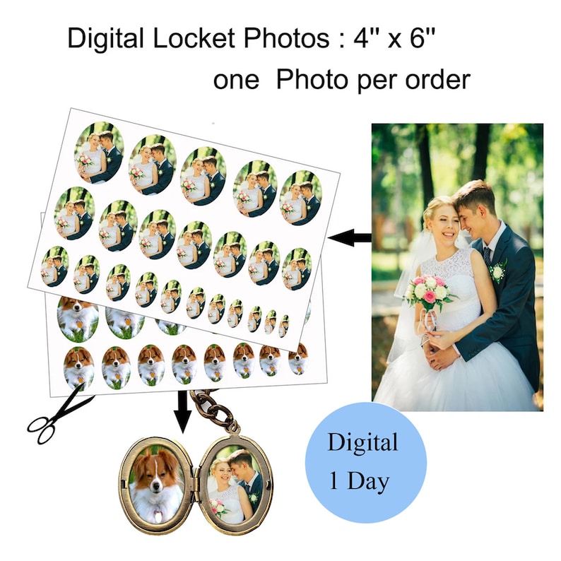 Custom Digital Oval Shaped Locket Size Photo Digital Locket Photo Print Oval Locket Photo , Locket Print,Locket Photo Locket Pictures image 1