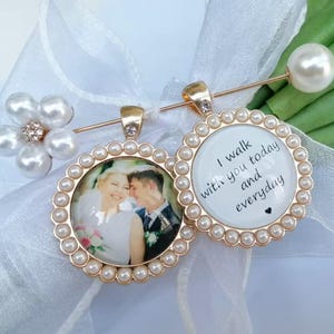 Two Wedding Bouquet Charms Memorial Photos,Wedding Bouquet Charm with Photo,Build a Bouquet Charm,Bride Keepsake,Custom Photo Memorial Pins