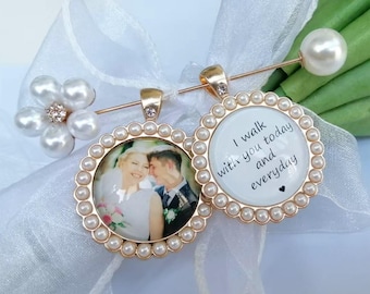 Two Wedding Bouquet Charms Memorial Photos,Wedding Bouquet Charm with Photo,Build a Bouquet Charm,Bride Keepsake,Custom Photo Memorial Pins