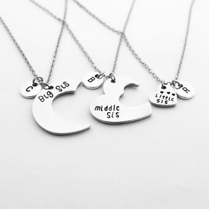Carta inicial, Big sis lil sis collar hermanas collar collar, mejor amigo collar hermana cumpleaños regalo novia collar, regalos de Navidad.