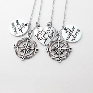2PCS/set Best friend Necklace, BFF Gift, Gift of friend,Compass Necklace, &quot;No Matter Where&quot;Necklace,    valentines day gift