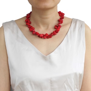 Hand-Woven 18 Inch Red Coral Necklace Choker Necklace