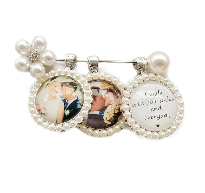 Wedding Bouquet Charms Memorial Photos ,Wedding Bouquet Charm with Photo ,Build a Bouquet Charm, Bride Keepsake ,Custom Photo Memorial Pins image 11