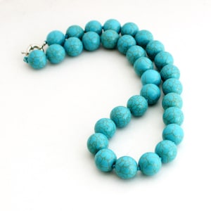 Turquoise Necklace 16mm Turquoise  bead necklace  Gift For Women,Chunky Beads Necklace