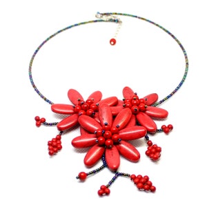 Red Turquoise Necklace Simple turquoise necklace  Turquoise Jewelry  Dainty Necklace Birthday Gift