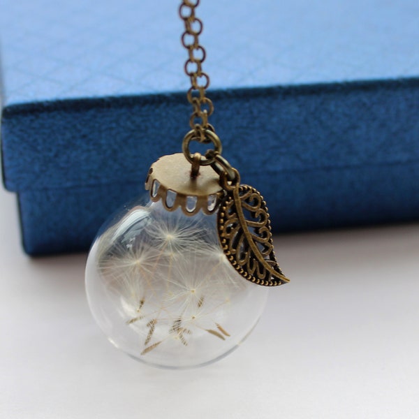 Real Dandelion Wish  Necklace Dandelion Necklace - Glass Globe - Dandelion Seed Necklace  Valentine Gift