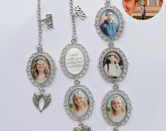 Custom Graduation Cap Photo Charm, Class of 2026 Memorial Tassel with Angel Wing, Personalized Graduate Keepsake Gift
