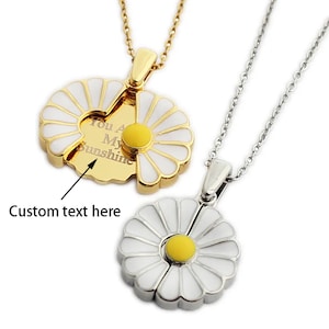 Personalized Engraved Letter Necklaces  Sunflower Necklace for Girls - Daisy Name Necklace  Gift for Mom, Sister ,Valentines ,Christmas Gift