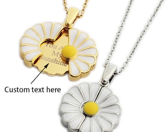 Personalized Engraved Letter Necklaces  Sunflower Necklace for Girls - Daisy Name Necklace  Gift for Mom, Sister ,Valentines ,Christmas Gift
