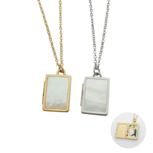 Personalized Shell Photo Locket Necklace,Mother-Of-Pearl Photo Locket,Keepsake Pendant,Best Friend Personalized Gift,Gifts for Mom, Girl