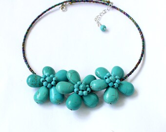 Collana turchese Collana turchese semplice Collana turchese Gioielli turchesi Collana delicata