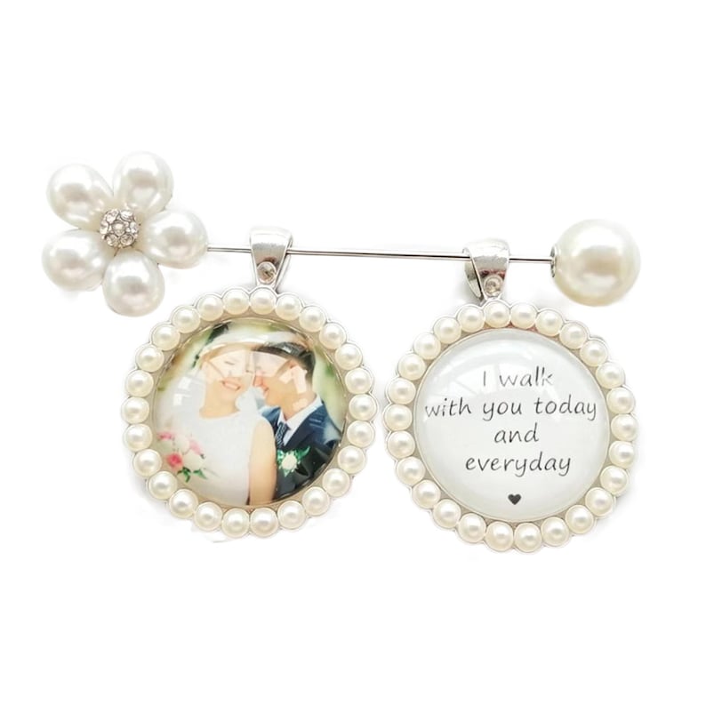 Wedding Bouquet Charms Memorial Photos ,Wedding Bouquet Charm with Photo ,Build a Bouquet Charm, Bride Keepsake ,Custom Photo Memorial Pins image 10