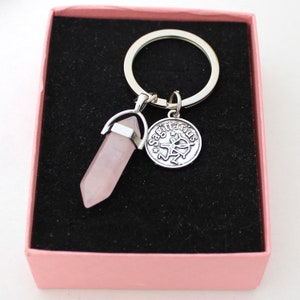 Llavero de piedras preciosas, llavero zodiac, llavero de cristal, llavero de amatista, llavero dama de honor, regalo de amigo, regalo de graduación