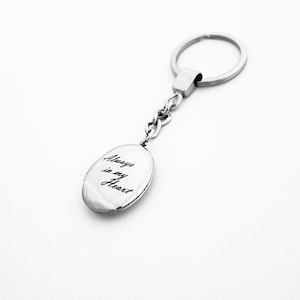 Custom Engraved Lockets keychain with Photo-Personalized  Locket keychain -Oval Locket With Photo-Picture Locket keychain
