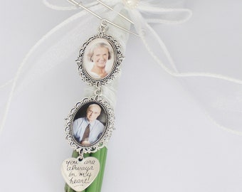 Personalized Wedding Bouquet Photo Charms Memorial Keepsake Boutonniere Pin Brooch Picture Custom Memory Gift for Wedding Mother Of Bride